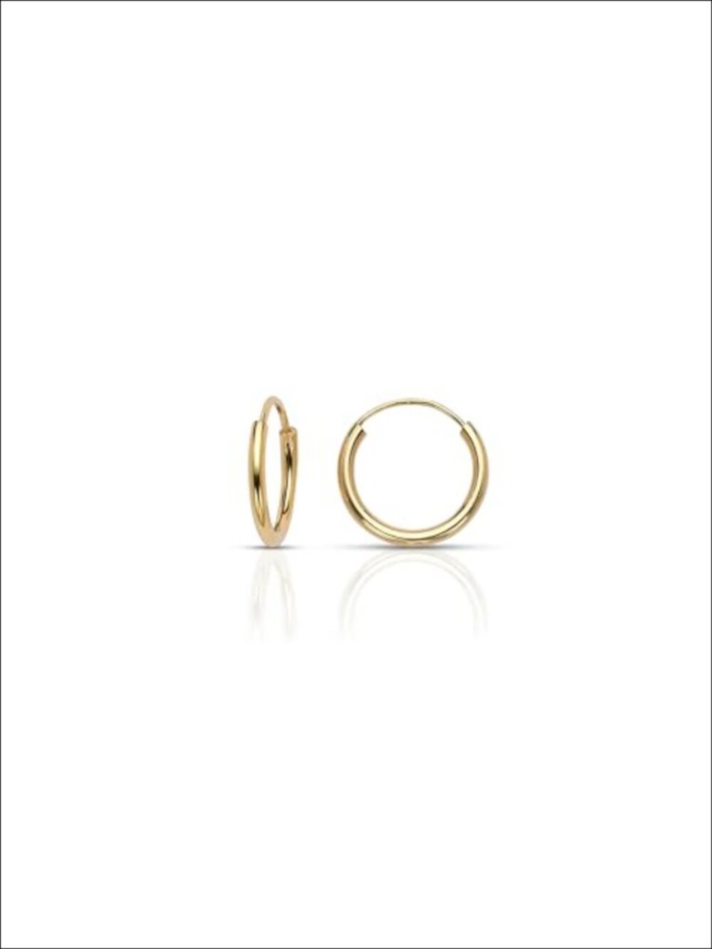 14k Yellow Gold Endless Hoop Earrings 15mm Hypoallergenic